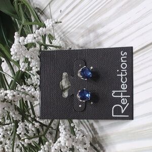 Elegant Blue Sparkly Stud Earrings Made With Swarovski Crystals